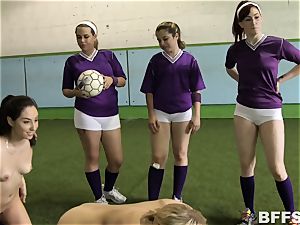 steaming nymphs football finishes in lesbo group activity